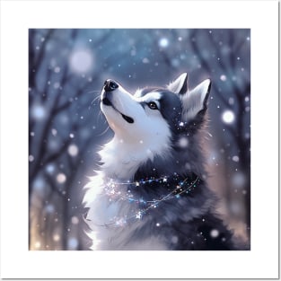 Pomsky In Snow Posters and Art